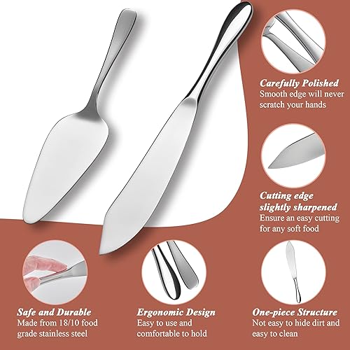 Miniatura 3 de EIUBUIE - Juego de 2 piezas de corte de pasteles para bodas juego de cuchillos y servidores diseño clásico de acero inoxidable 1810 apto para