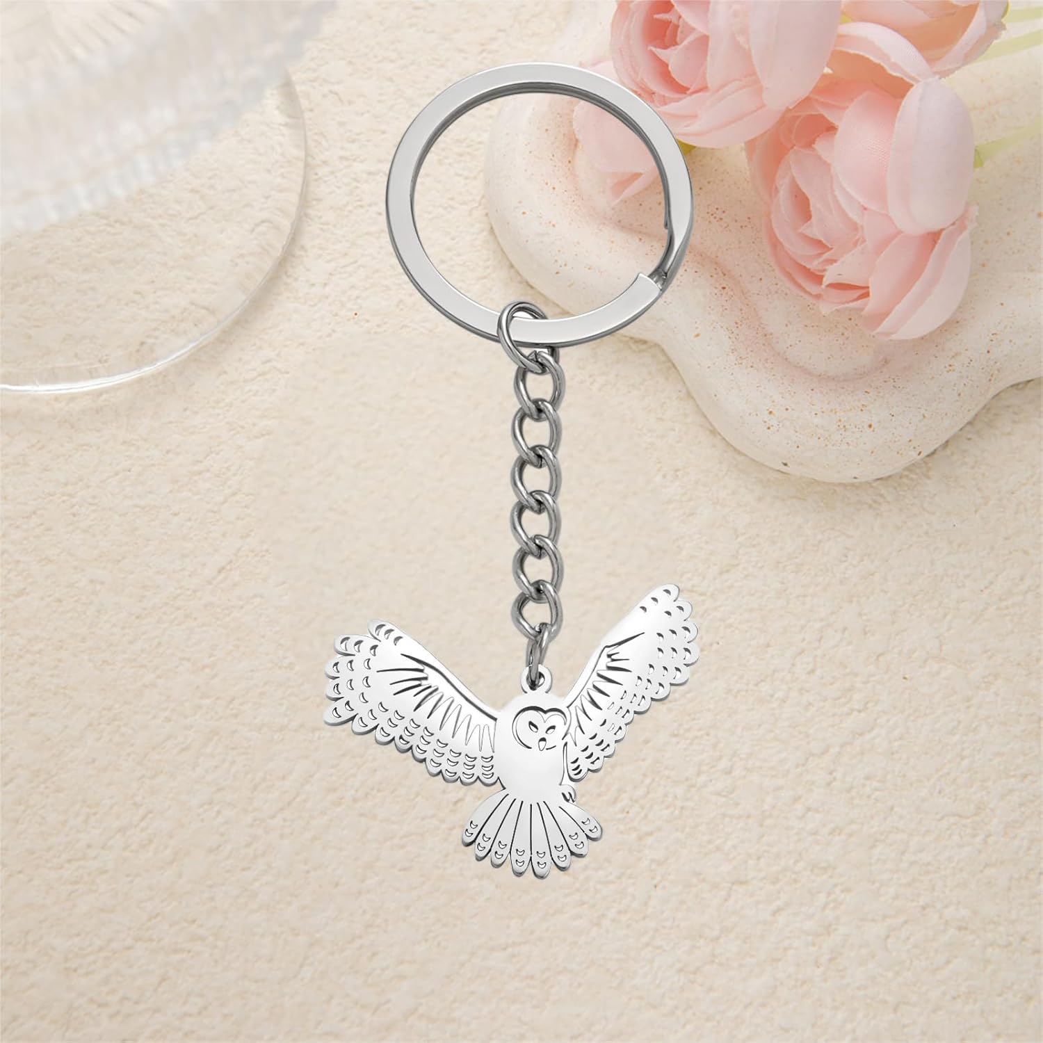 Stainless Steel Owl Keychains Gifts Cute Bird Keyring Purse Handbag Accessories Charms for Women - Image 5