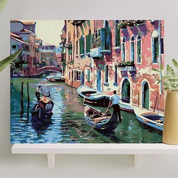 Palm Hobby Art Painting with Numbers Canvas Set Brush Paint Included Slatched 40x50 CM - Venice