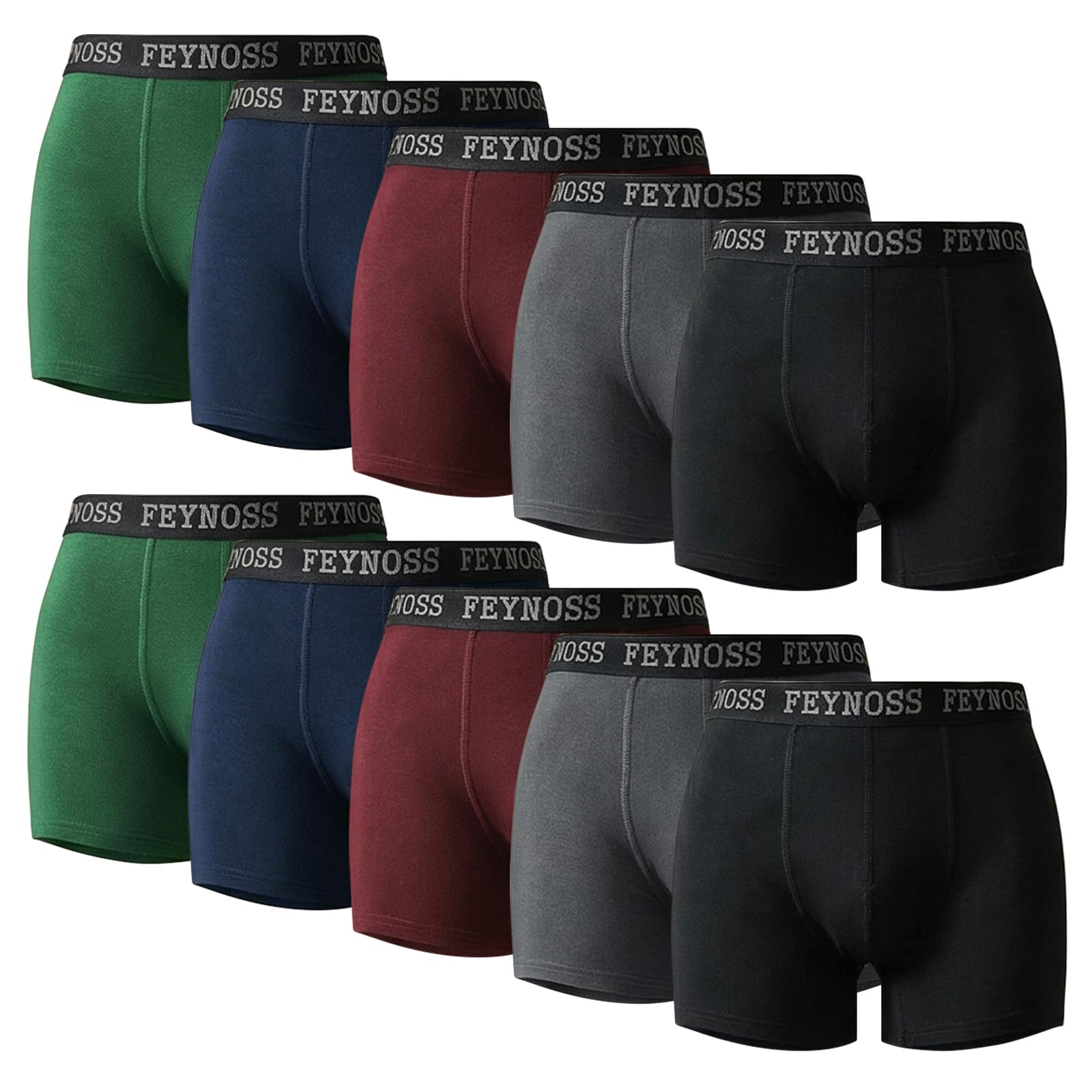 feynoss Boxershorts Herren 10er Pack - Atmungsaktive Männer Unterwäsche, Retroshorts Unterhosen Männer, XL für Fahrrad Fahren, Ball Sports