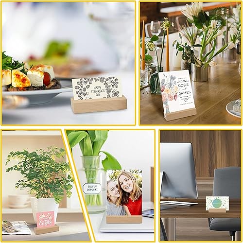 Miniatura 7 de TINSKY Paquete de 12 soportes de madera para tarjetas de lugar, soportes de madera para letreros acrílicos, soportes de números, para bodas, cenas,