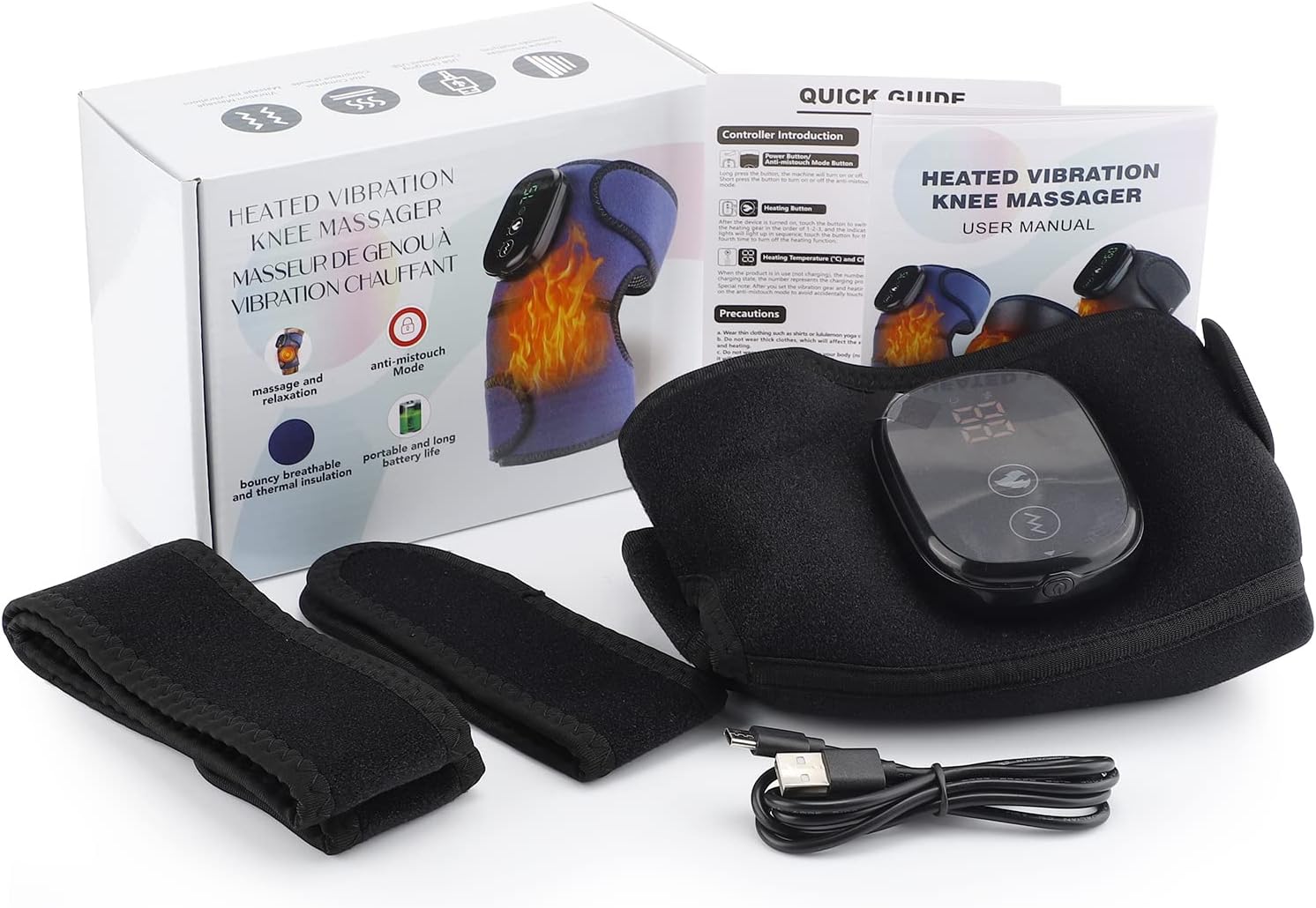 FSA Eligible Knee Massager with Heat and Vibration, Knee Heating Pad for Arthritis with Massage, Heated Knee Brace Wrap Black - Image 7