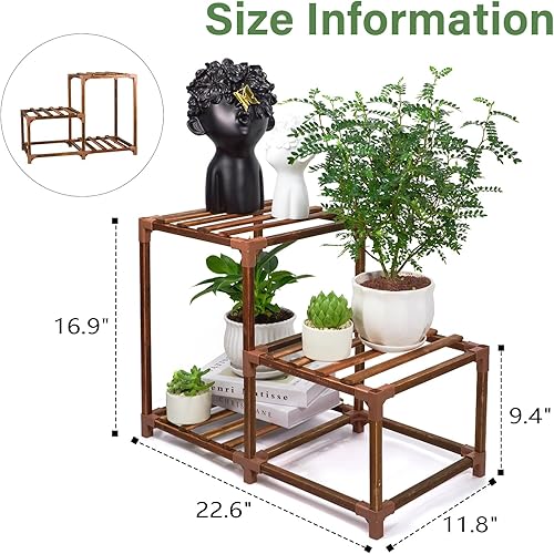 Miniatura 2 de XXXFLOWER Soporte para plantas de interior y exterior, estante de madera para múltiples plantas, estante grande para plantas, para ventana, jardín,