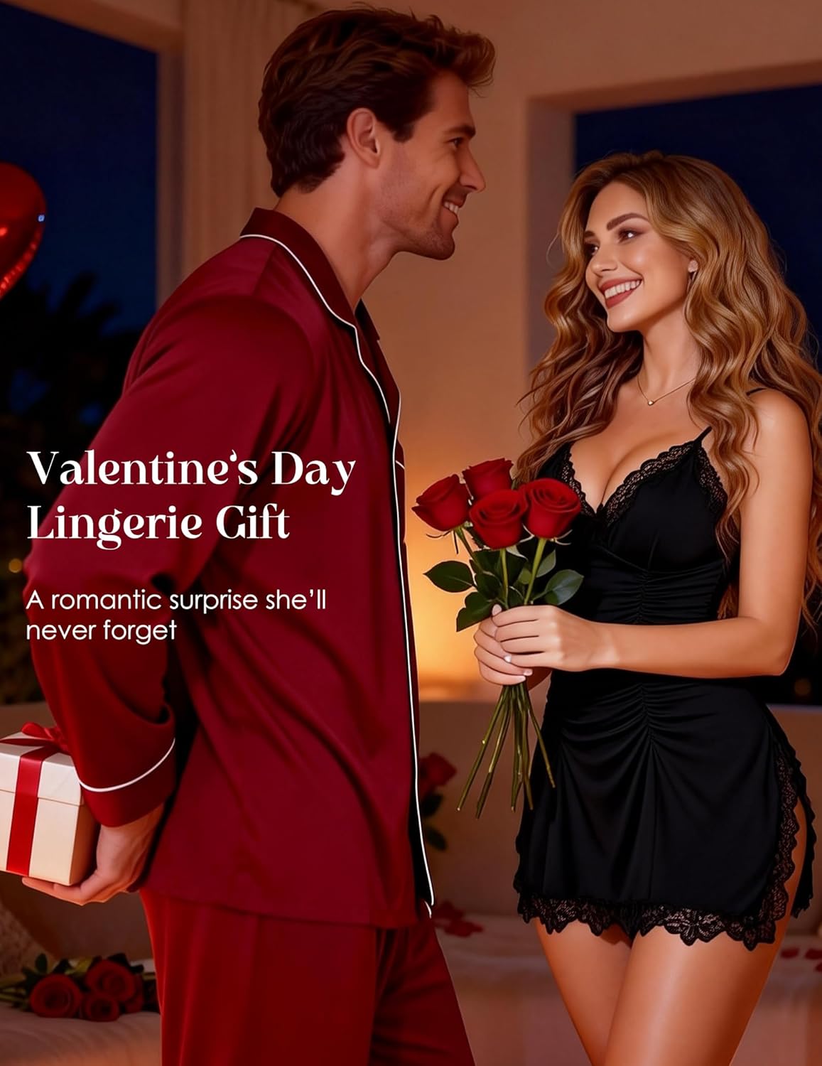 Nightgowns for Women Sexy Ruched Chemise Lingerie Side Slits Lace Trim Sleep Dress for Date Night or Sleeping - Image 6