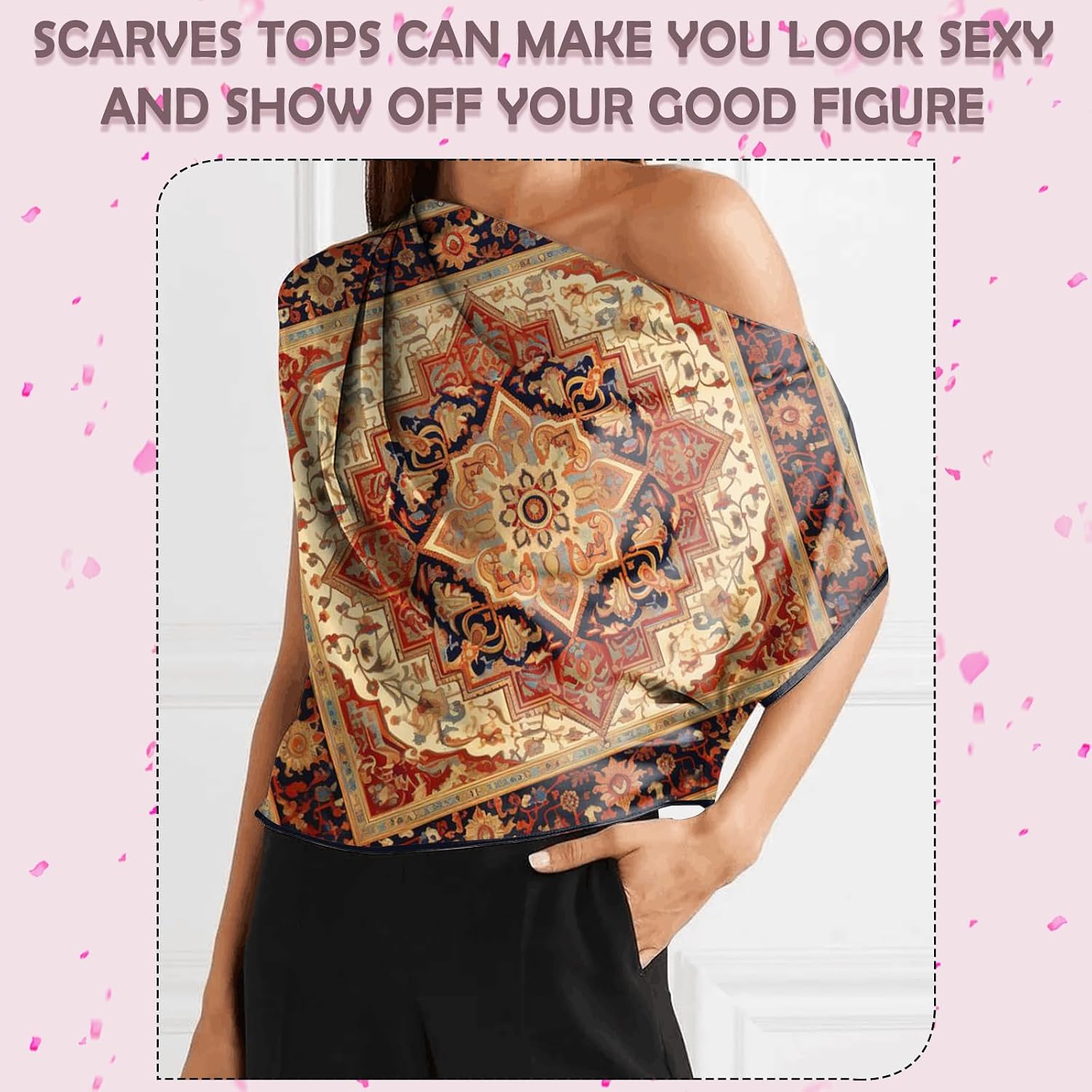 Silk Feeling Scarf 27.5 Inches Large Square Satin Head Hair Wrap Fashion Cute Aesthetic Decoration for Women Girls image 5