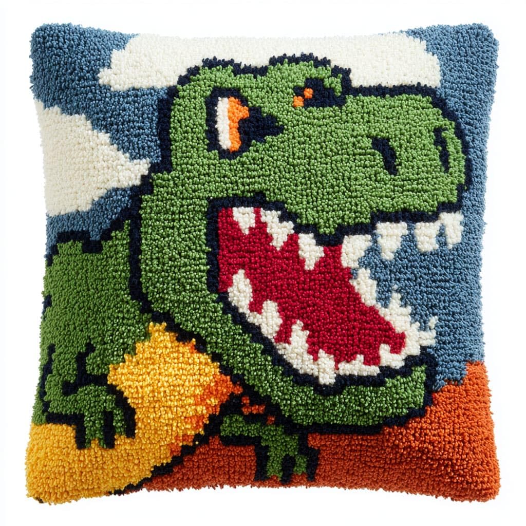 Henypt DIY Latch Hook Pillow Kits Dinosaur