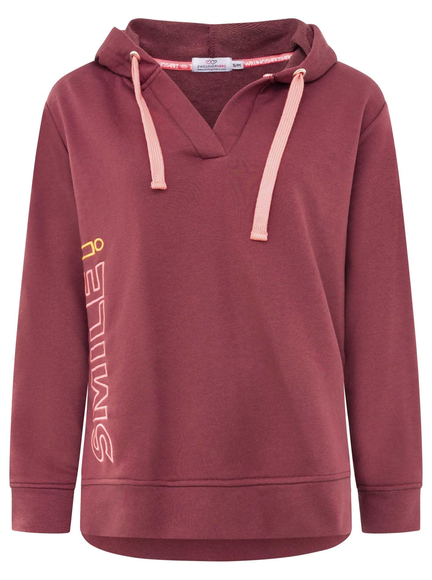 Zwillingsherz Damen Hoodie mit Kapuze – Kuscheliger Oversize Kapuzenpullover – Weicher Sweatshirt Pullover für Frauen Aufdruck – Stylischer Look für Frühling, Herbst & Winter – Loungewear V-Neck Neon