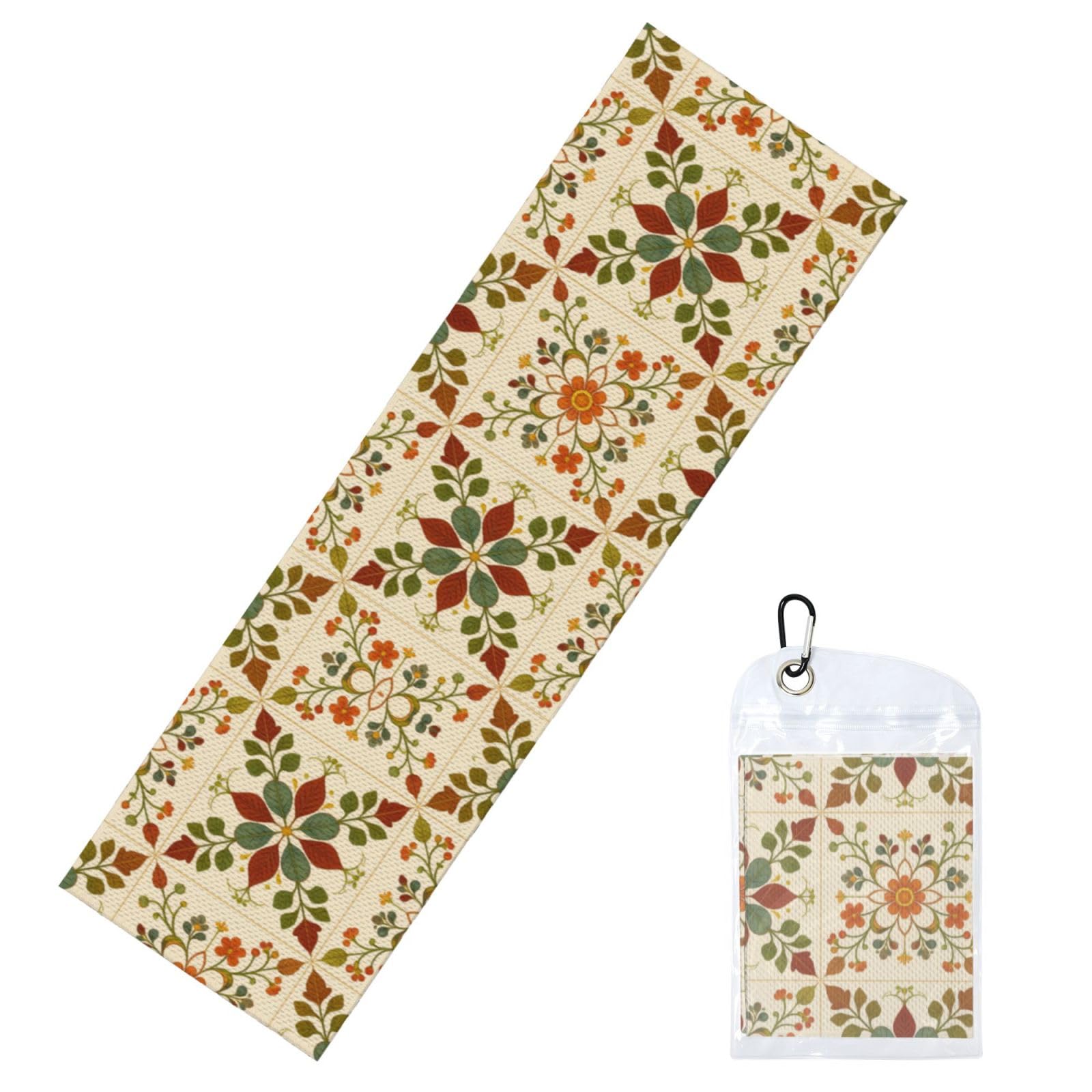DUYIOKH Floral Tile Pattern Print Cooling Towel, Portable Towel for Gym Workout Golf Beach World Cup Sports Hot Weather