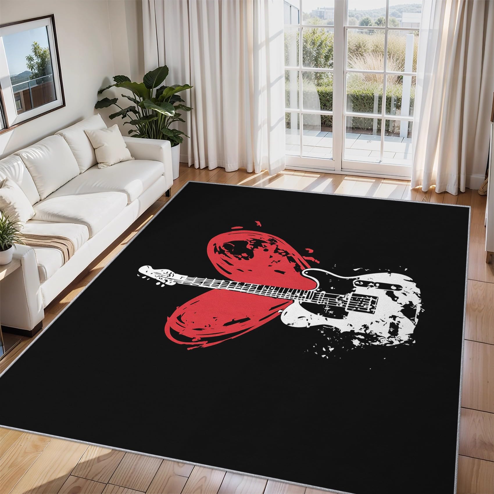 Tapis motif guitare pour chambre et salon moderne 200 x 200