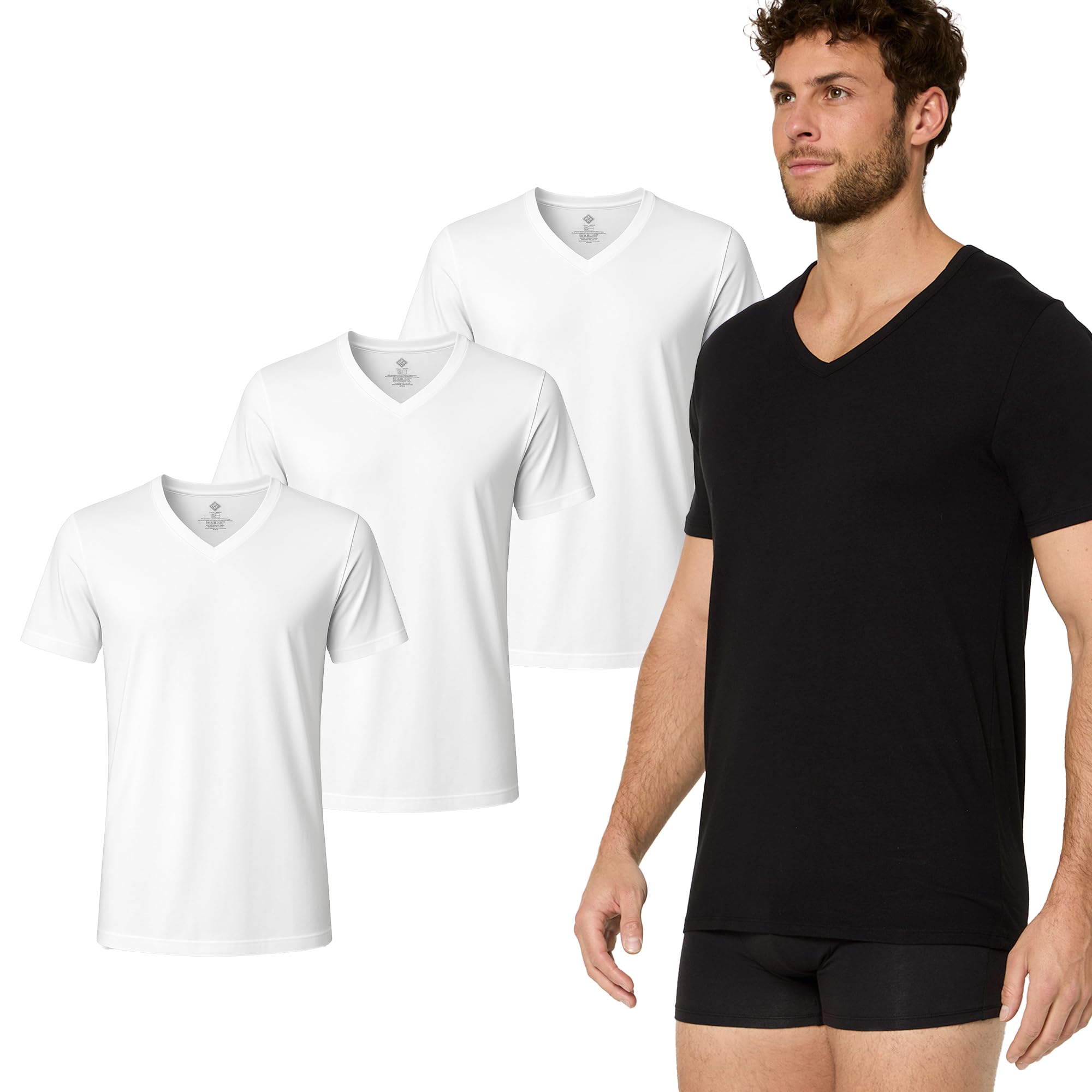 NUR DIE Herren T-Shirt 3-Pack Cotton Active Unterhemd - weiß - Größe M