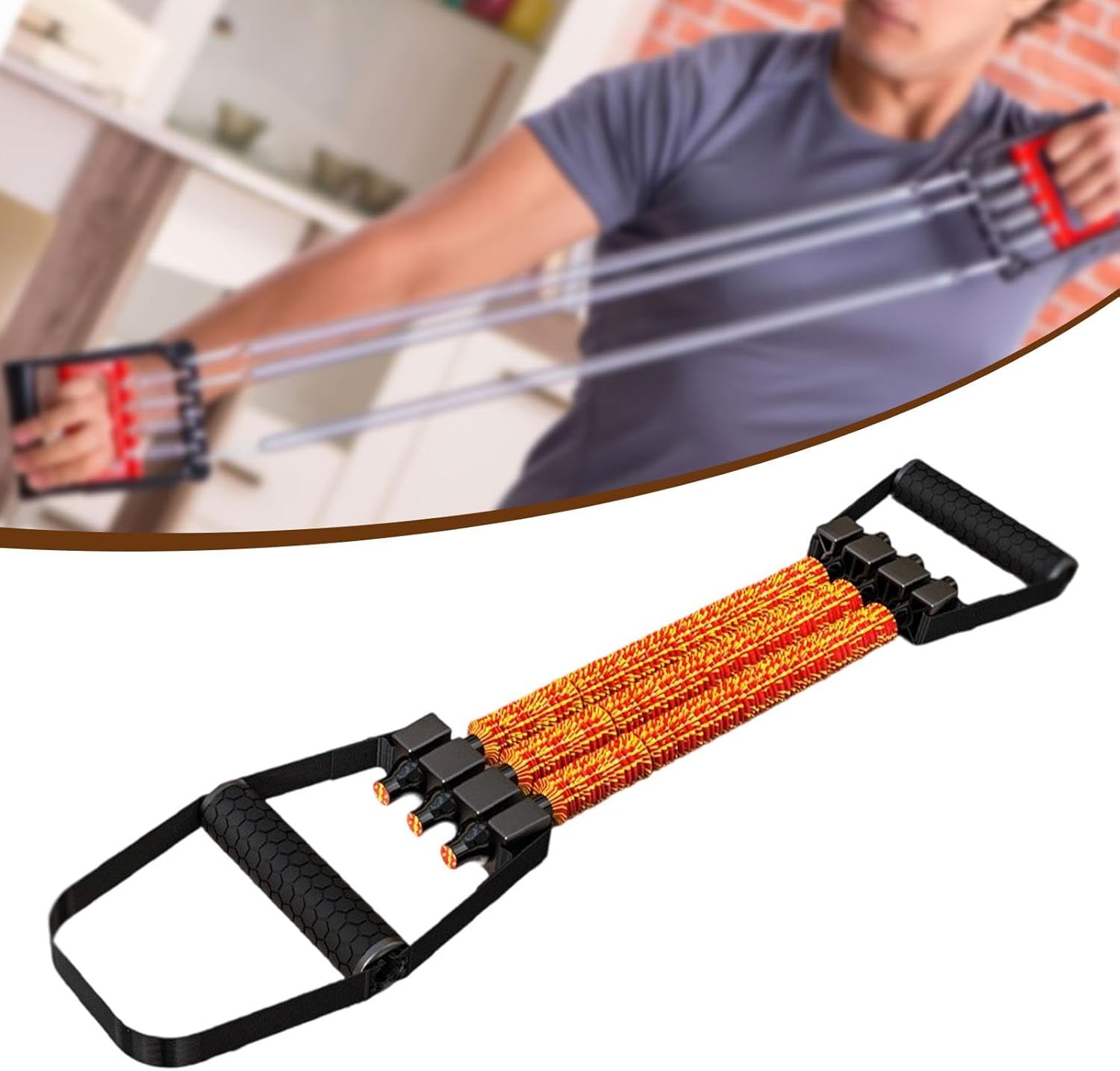 Chest Expander Muscle Training Exerciser Tensioner Portable Strengthener Resistance Band for Strength Training Home Gym, Red