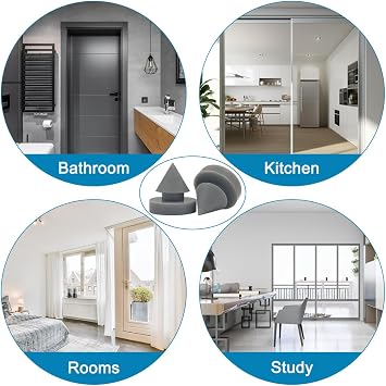 50 Pcs Rubber Door Silencer, 1/2 Inch Diameter Anti Collision Silencer for Door Frame, Door Slam Preventer, Metal Door Slam Silencer Hinge Outlet Door Silencers, for Metal Door Frame, Gray