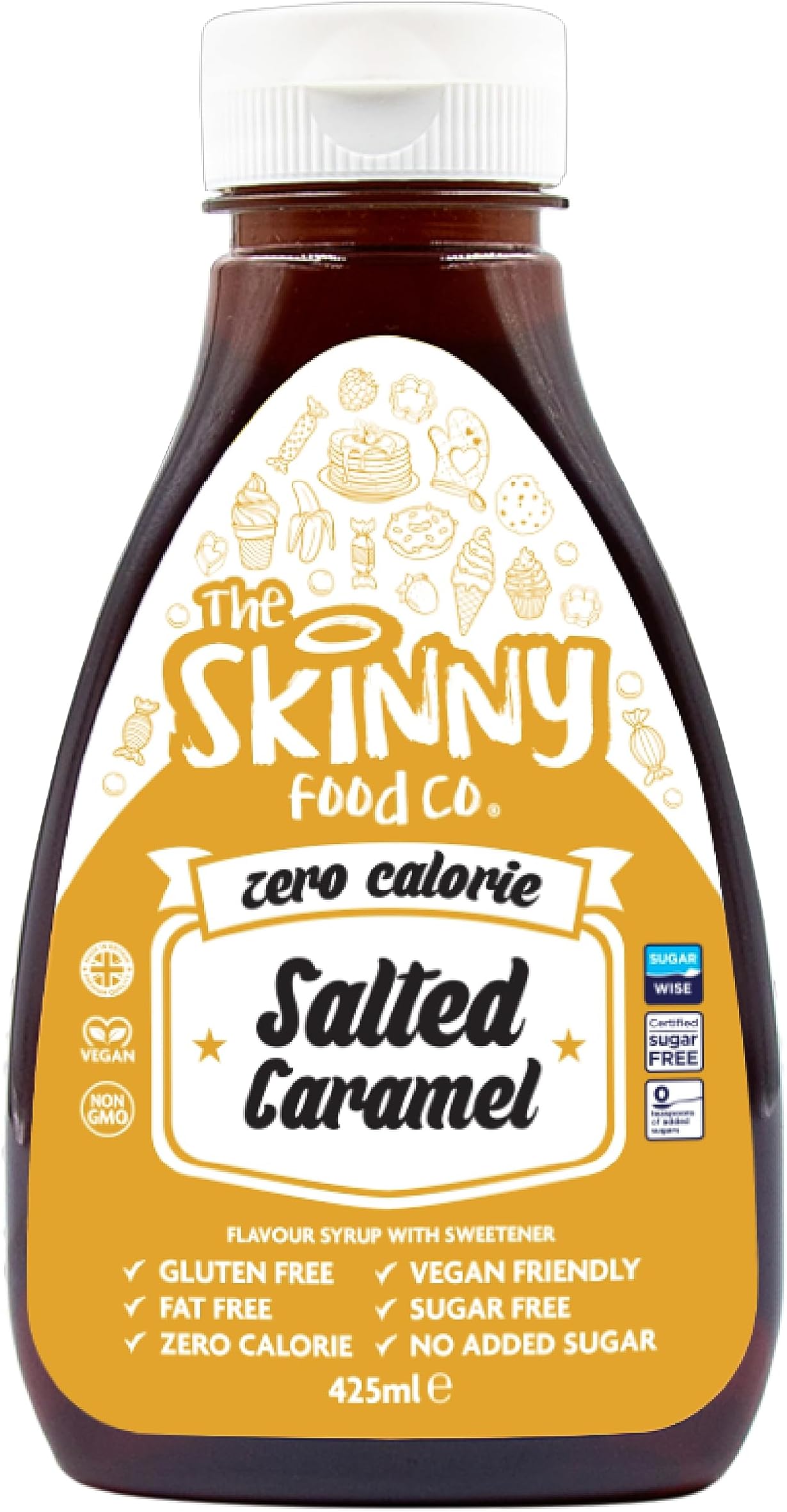 Skinny Food Salted Caramel Syrup Dessert Topping Sugar Free Zero Calories Guilt Free SW