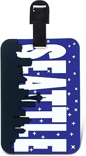 Puzzled Seattle Luggage Tag - Unique City Skyline Novelty Travel Tags for Luggage, Cute Seattle Landmarks Travel ID Identification Label for Suitcase, Backpack and Sports Bag - Tags for Men and Women