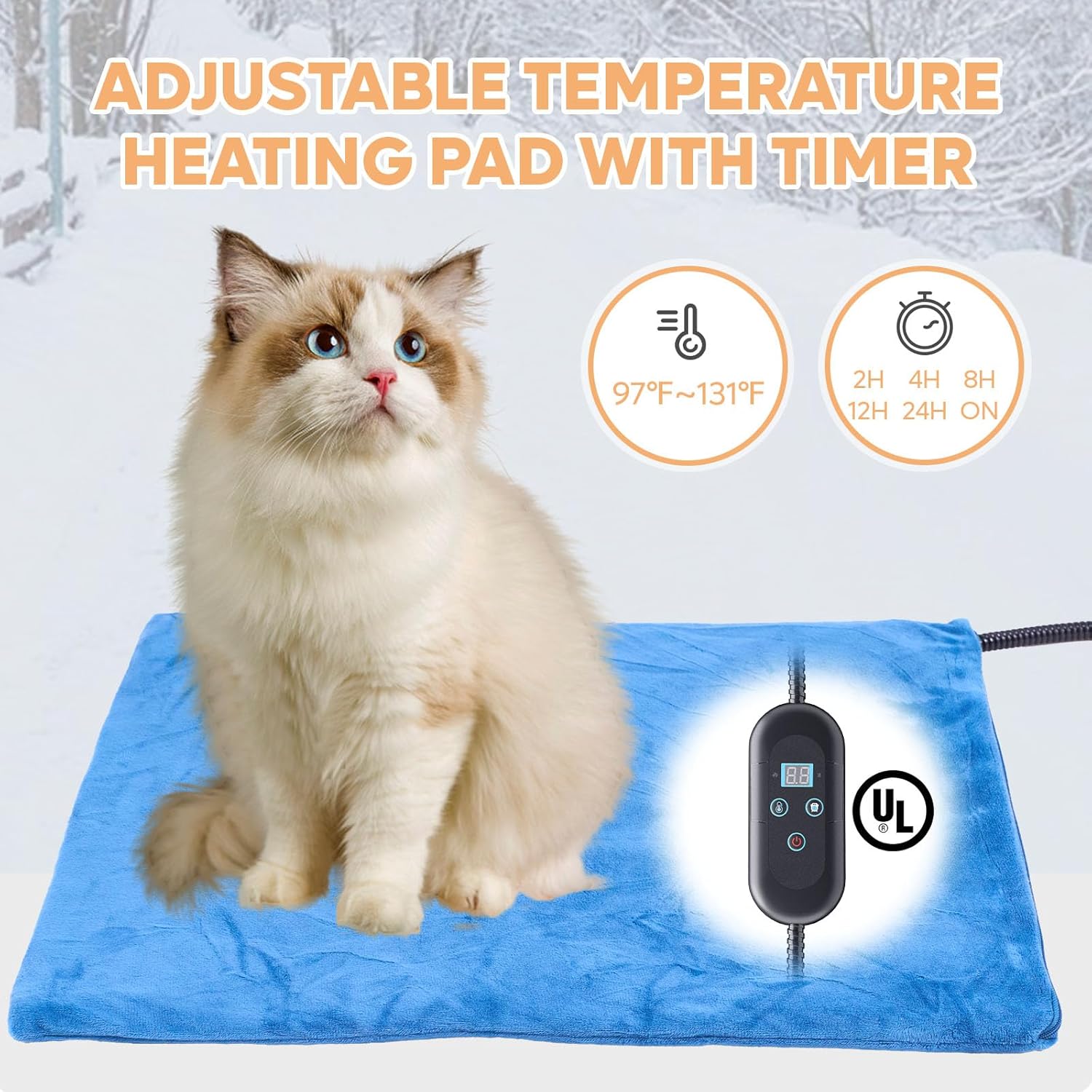 Bestier Heated Cat House for Outdoor,26'' Large Feral Cat Shelter with Timer & Adjustable Heating Pad, Insulated Elevated Cat House with Escape Door for Barn Cats