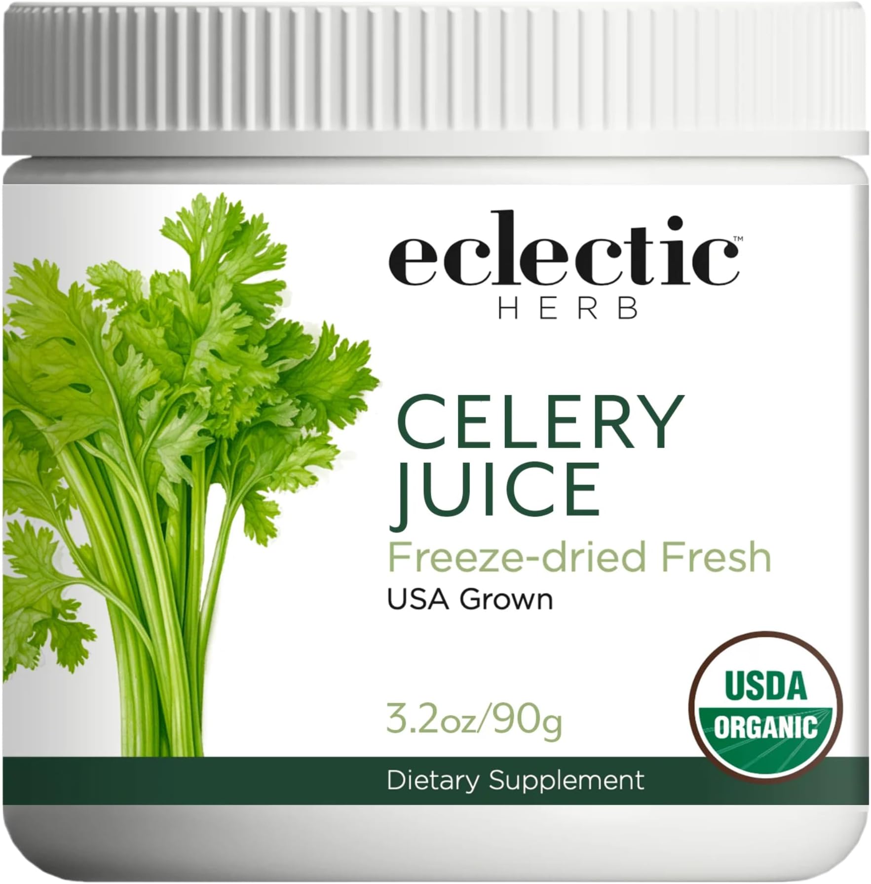 Eclectic Herb - Celery Juice Powder | Nutritional Supplement | Hydration + Wellness Support, Vitamins + Minerals | Freeze Dried, USDA Organic, Non-GMO, Vegan (3.2 oz | 90 g)
