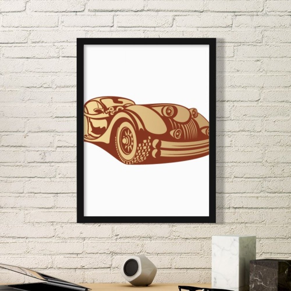 Cadre photo en bois voiture rouge classique pour décoration de salon et bureau vintage