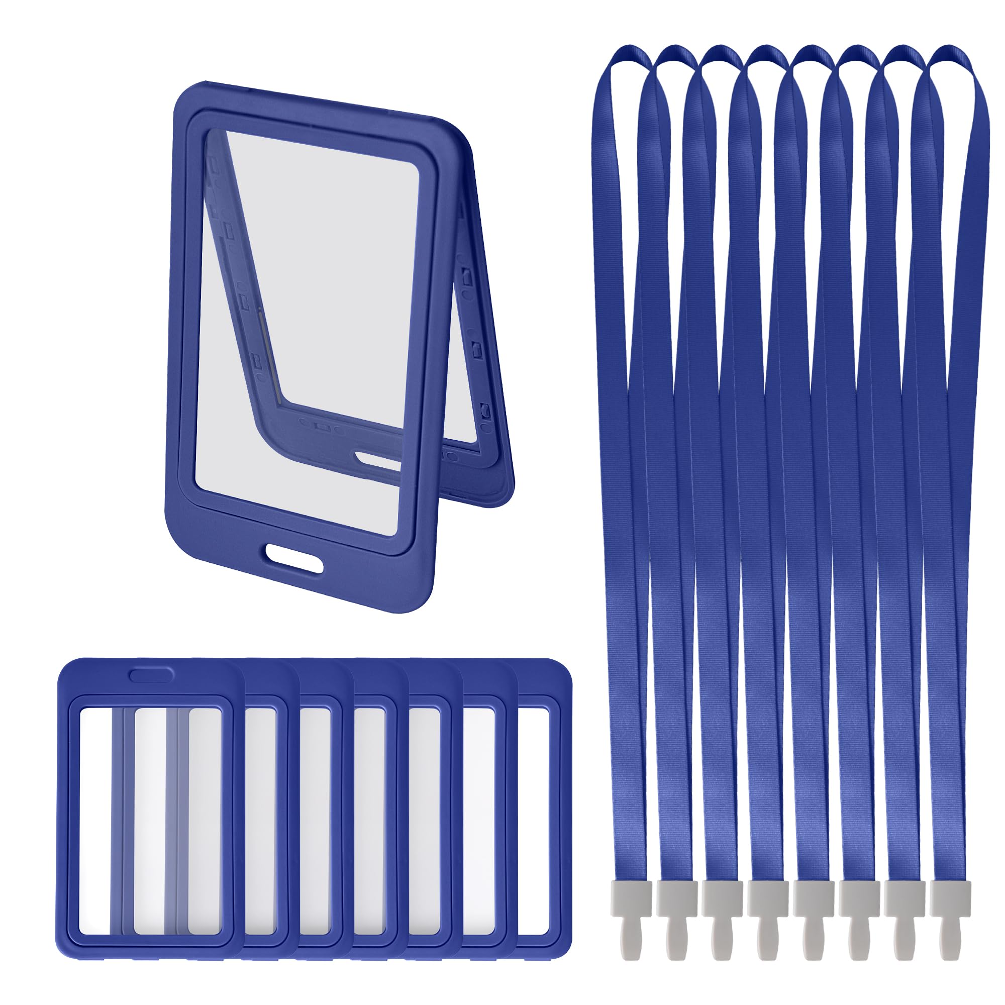 GHLIANGZHOU 8PCS Blue Card Holder with Lanyards