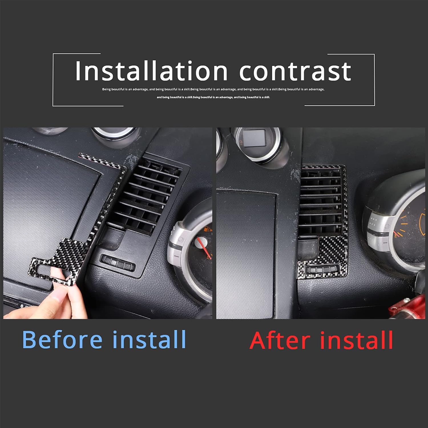 HAPPYHORSE Car Inner Carbon Fiber for Ni-ssan 350Z 2003-2006 Car Interior Carbon Fiber Decoration Sticker Accessories (LKLW-ASCF-2214)