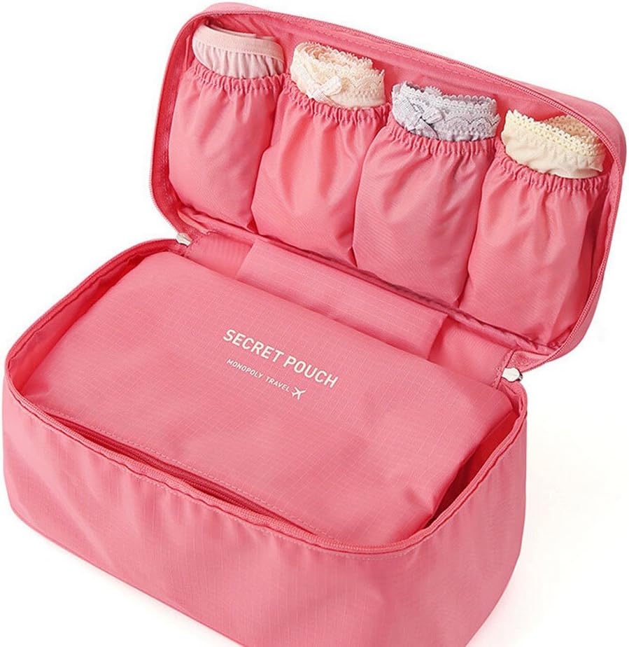 Ammykent Multi-functional Travel Organizer Make-up Bag Underwear Storage Bag Peach