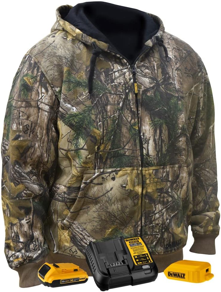 DEWALT DCHJ074D1-XL Realtree Xtra Camouflage Heated Hoodie, X-Large, Camouflage
