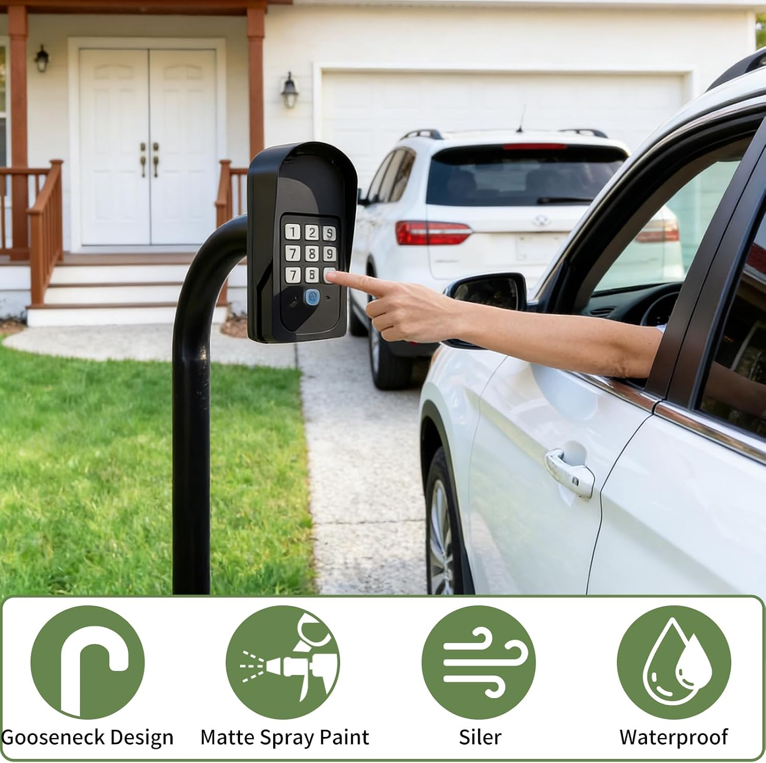 68" Universal Gooseneck Pedestal Post for Gate Opener Keypad, Wireless/Wired Keypad & Intercom | Compatible with Ghost Controls Mighty Mule CO-Z Topens Keypad, Heavy Duty Burial Outdoor Mount, Need to Assemble