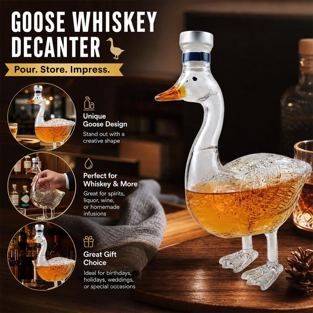 Szklana karafka do whisky z gęsim wzorem, unikalny pojemnik na alkohol do degustacji piwa, wystrój domu, prezent ślubny, Dzień Ojca, wieczór kawalerski, przedmiot kolekcjonerski