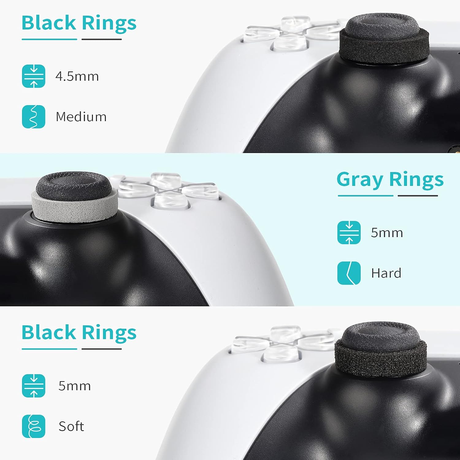 TiMOVO Precision Rings, [12 Pack] Aim Assist Rings Motion Control for Playstation 5(PS5), Steam Deck, Xbox One, Switch, Switch OLED, Switch Pro Controller, 3 Different Strengths, Black & Gray