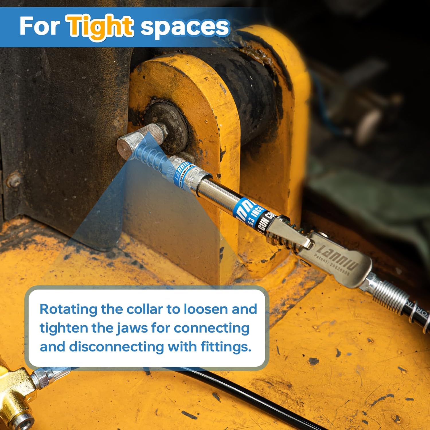 Grease Gun Coupler Kit - 12000 PSI Strong Lock Grease Coupler with 90 Degree Grease Coupler Adapter & Grease Needle Tip, Heavy Duty Lubrication Grease Gun Tips for All 1/8'' NPT Fittings