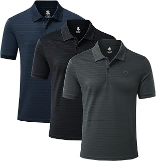 MoFiz Men Short Sleeve Golf Polo Shirt Moisture Wicking Sport Casual Work Basic Button Shirt
