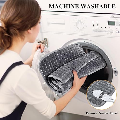 Miniatura 7 de Almohadilla térmica extra grande para aliviar el dolor de espalda, almohadillas térmicas eléctricas de 17 x 33 pulgadas con 9 ajustes de calor,