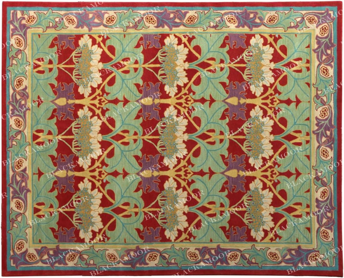 Cecil Handmade Tufted Floral Desing Wool Area Rug and Carpet Living Room