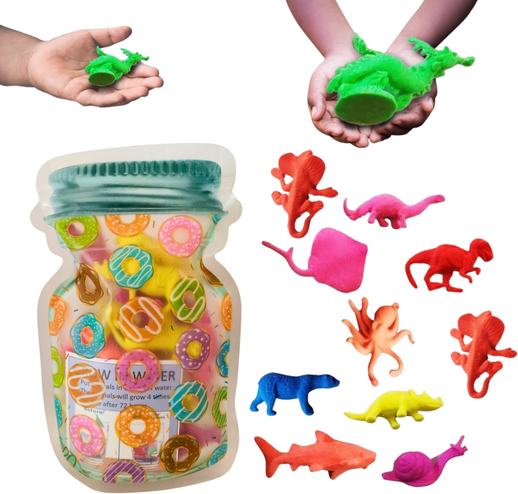 MONKEYTAIL Water Growing Creatures - 20 Animal Designs | Reusable Fun Toy | Educational & Learning Toy for Toddlers, Boys & Girls | Ideal as Birthday Return Gifts,multicolor