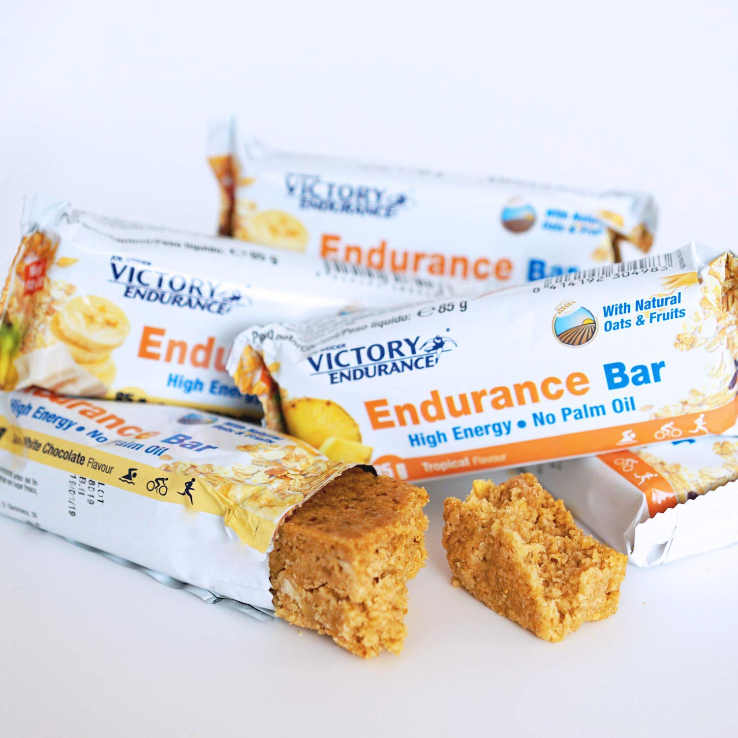 Victory Endurance Barrita Endurance Chocolate blanco- Plátano. Enérgetica, natural y sin aceite de palma (20x60 g) 46% de avena