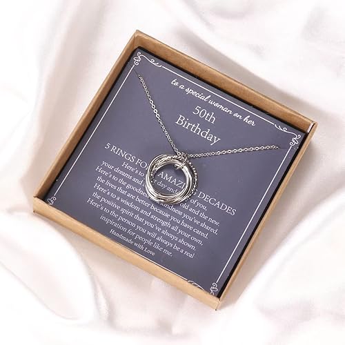 Miniatura 5 de Regalos de cumpleaños para mujer, collar de círculos de cadena de plata de ley para 30, 40, 50, 60, 70, 80, 90, cumpleaños, para mujer de 30, 40,