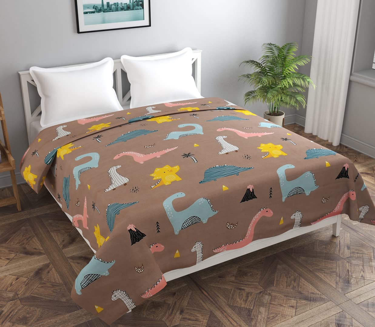 MORADO Glace Cotton Double Bed Quilt Cover/Duvet Cover/Rajai Cover/Blanket Cover with Zipper (90x100 Inches, Brown)-image-14