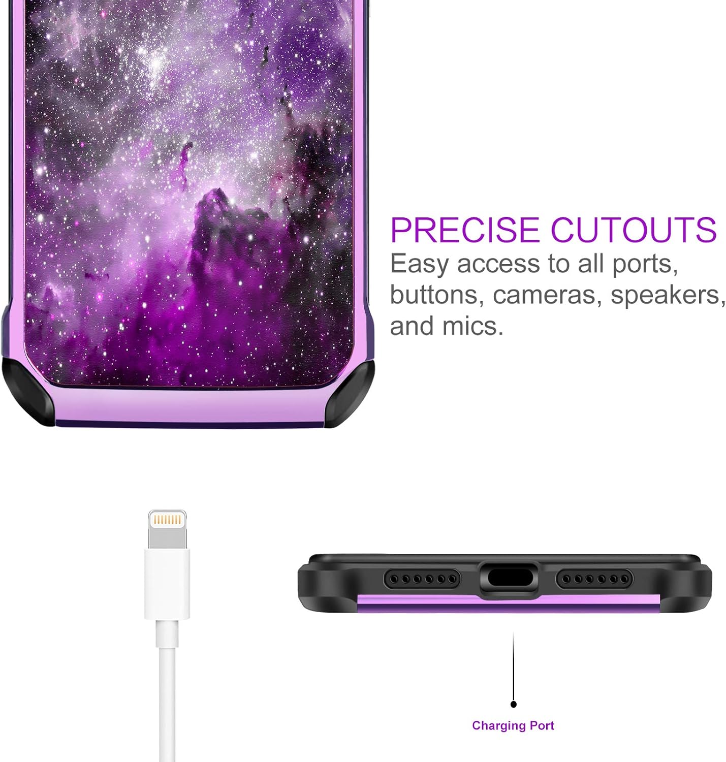 BENTOBEN iPhone XR Case, Phone Case iPhone XR, Slim Fit Glow in The Dark Shockproof Protective Dual Layer Hybrid Hard PC Soft TPU Bumper Drop Protection Girls Women Boys Men Cover, Nebula/Space Design