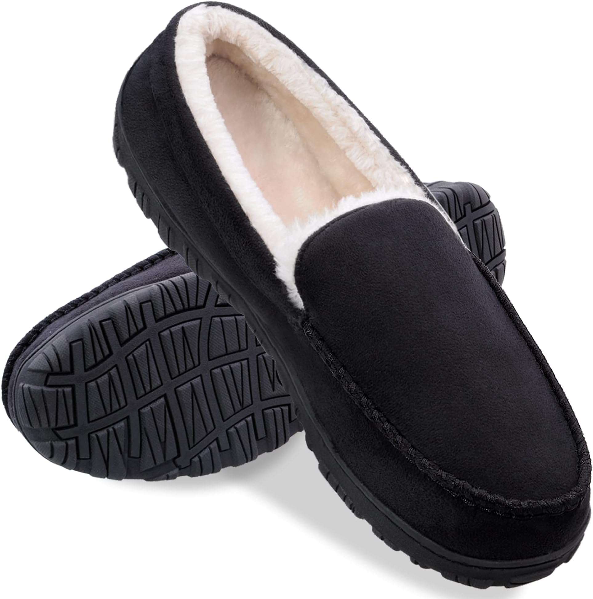 shoeslocker Men Slippers Indoor Outdoor Anti-Slip Slippers for Men Warm Plush…