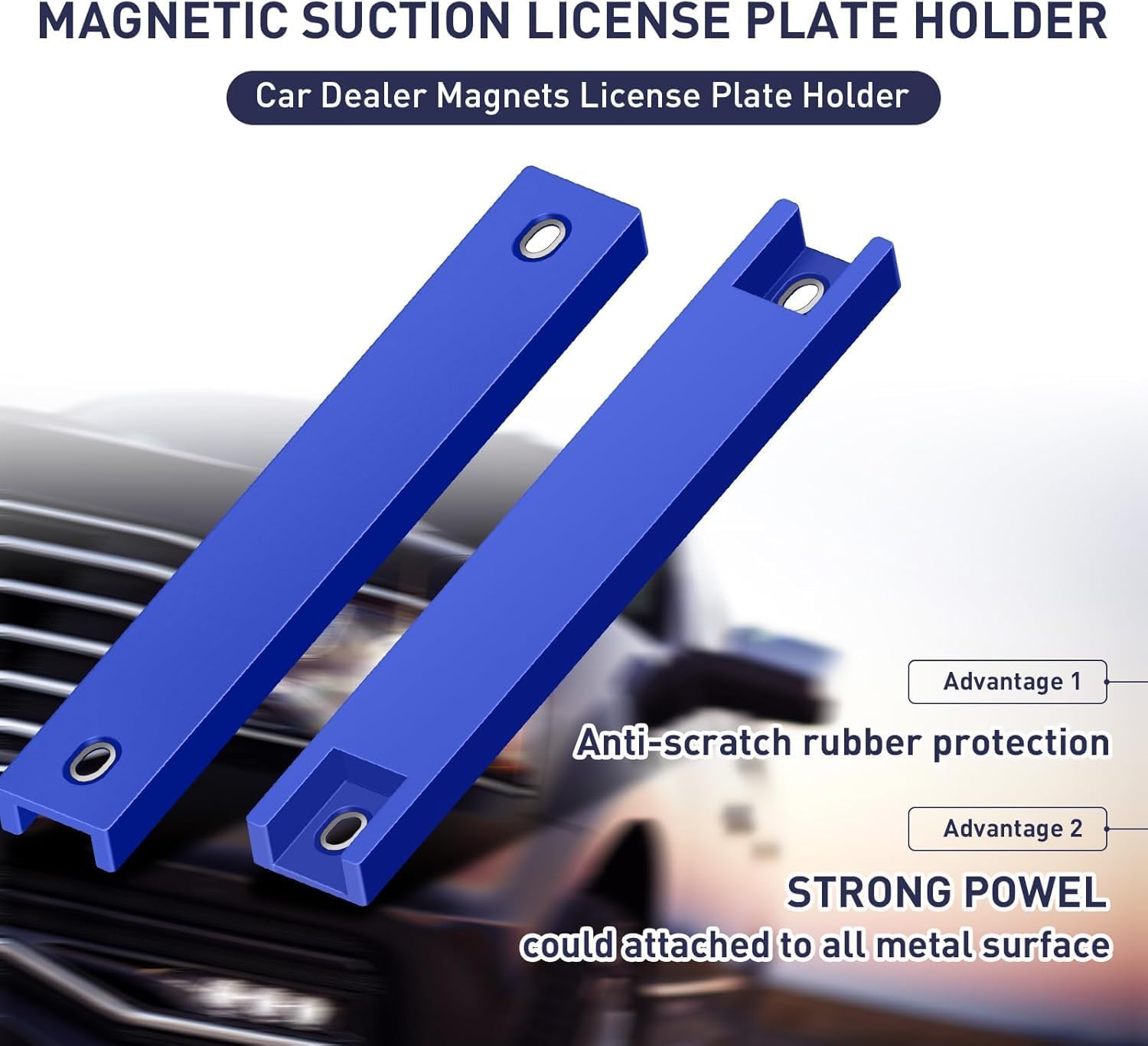 4 Pack Magnetic License Plate Holder，Temp Tag Holder for Car Dealer License Plates on Test Drives，Magnet License Plate Holder，License Plate Magnetic Mount，License Plate Magnet（Blue）