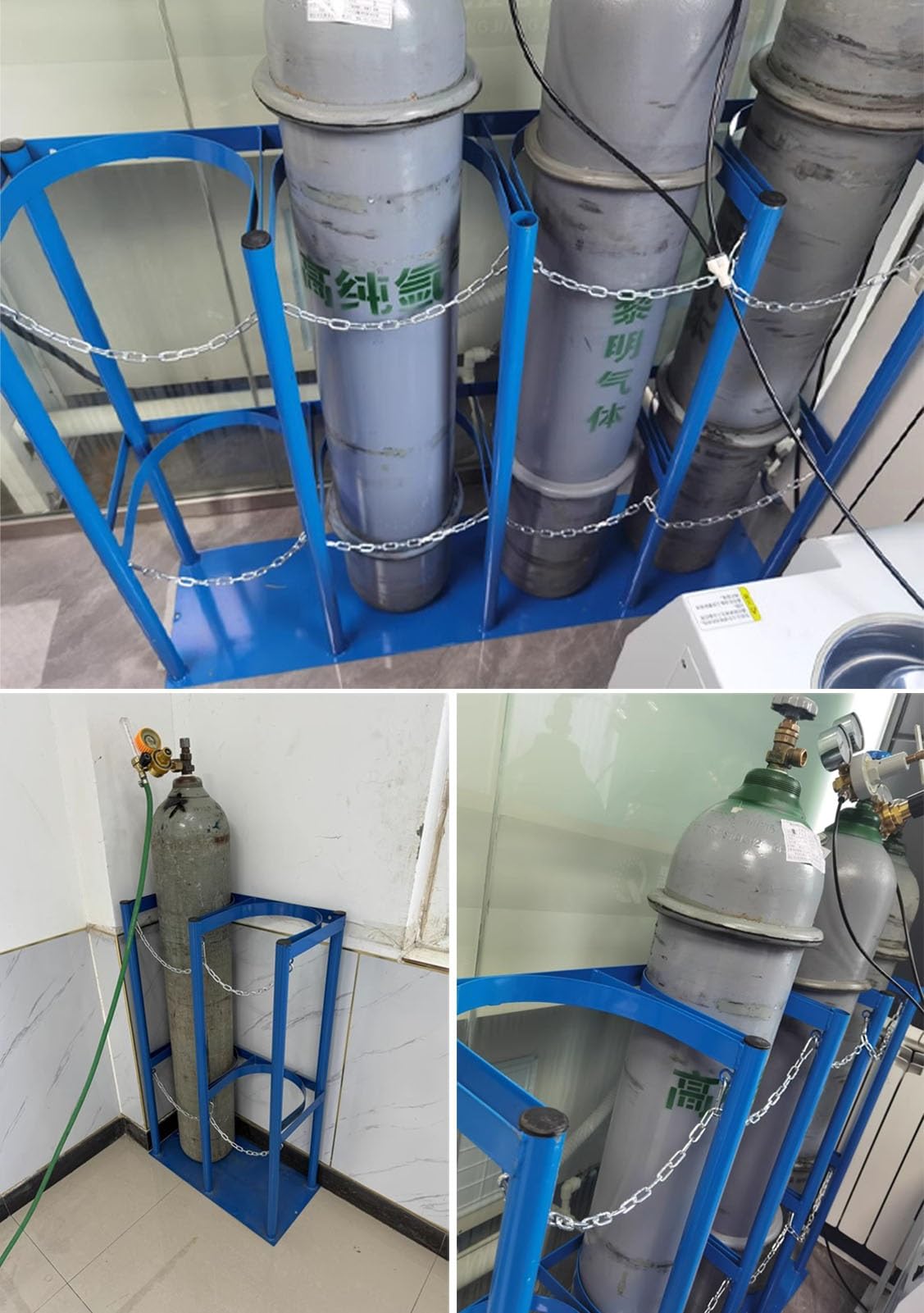 Soporte Bombona Oxigeno Soporte para Dos Cilindros de Oxígeno para Soldar, Soporte para Cilindros de Gas Médico para Almacenar Tanques de Propano de 40 L, Estante Fijo Vertical para Botellas de 100 Cm