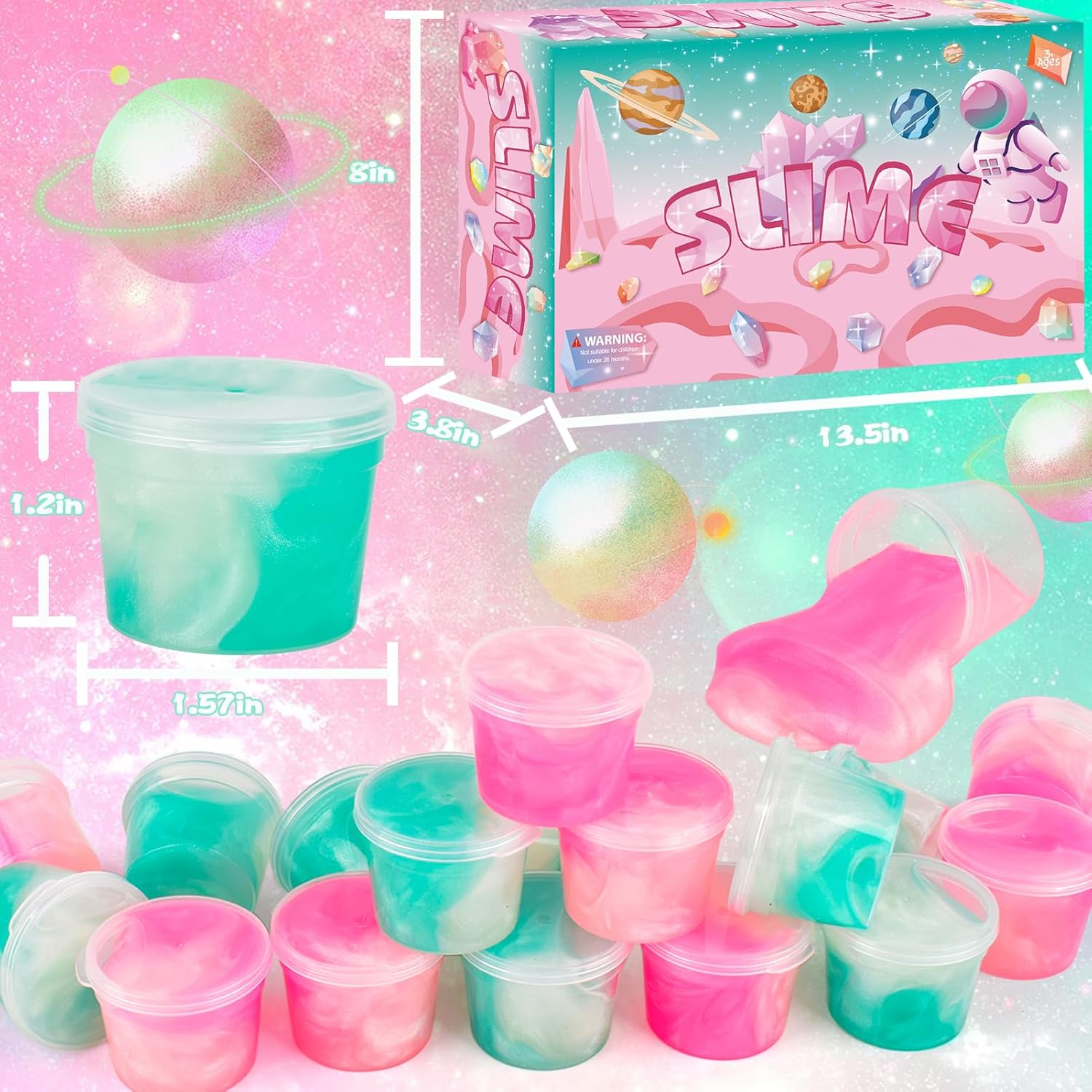 120 Pack Galaxy Slime Kit, Mini Bulk Slimes, Smooth & Soft, Slime Party Favors, Goodie Bag Stuffers, Valentines Day Gifts for Kids, Classroom Exchange Prizes, Stress Relief Toys for Girls Boys 8-12