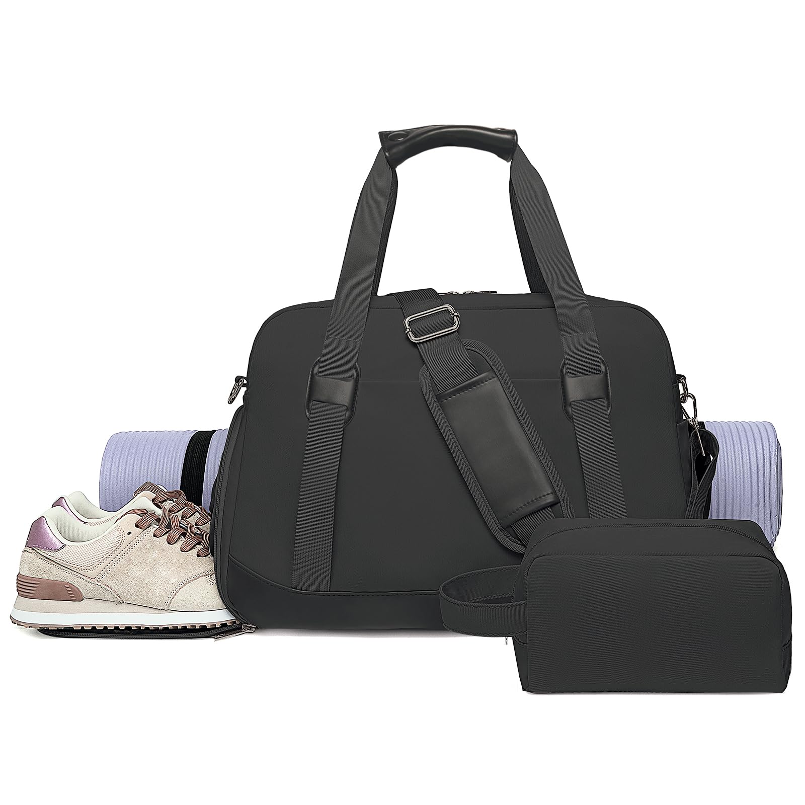 Sports Gym Bag for Women, Travel Duffle Bag with Shoe Compartment & Wet Pocket, Fitness Yoga Bag