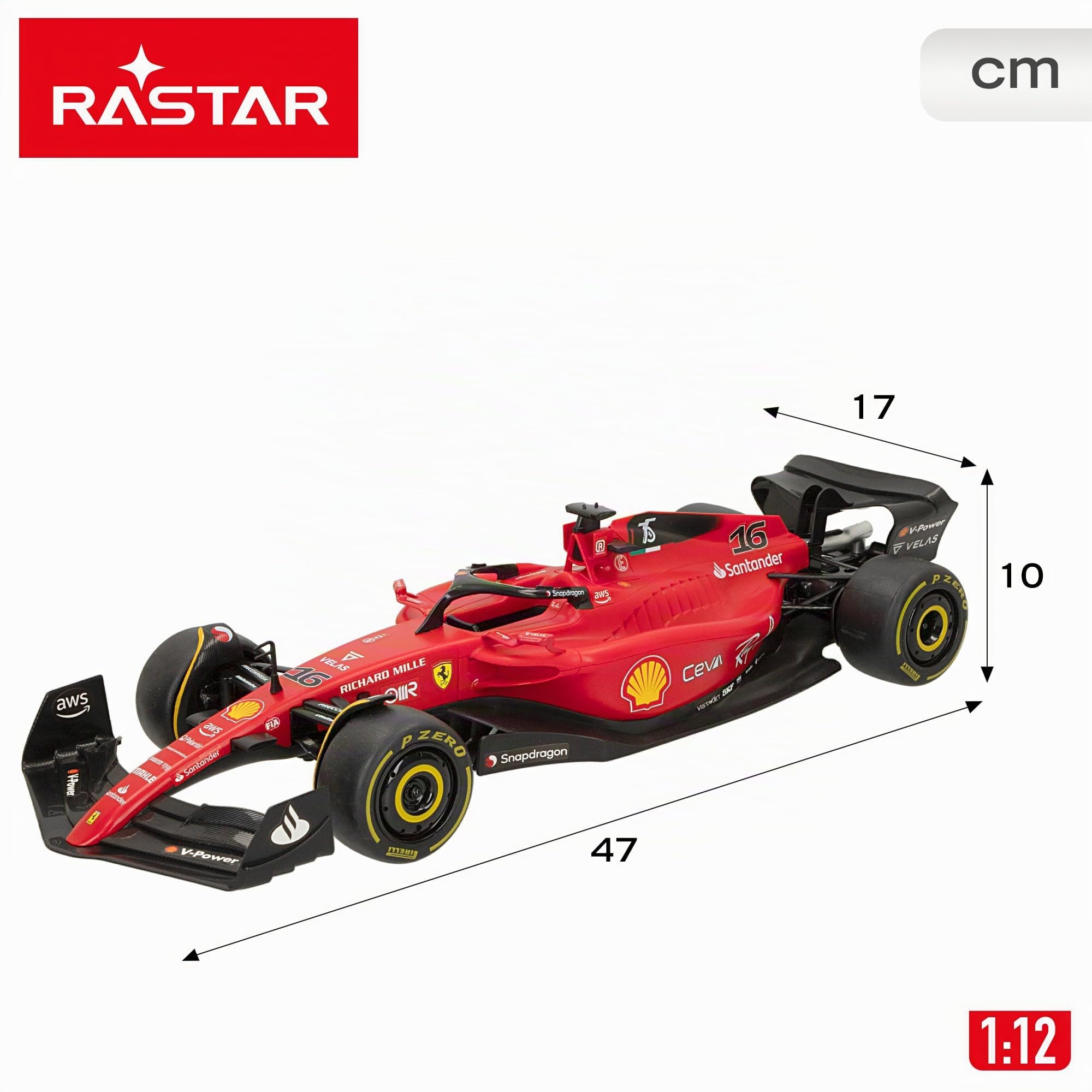 COLORBABY Rastar 41271 Ferrari F1-75 Licence Officielle Formule 1 Échelle 1:12 Véhicule radiocommandé Télécommande Télécommande 2,4 GHz Carlos Sainz + Charles Leclerc