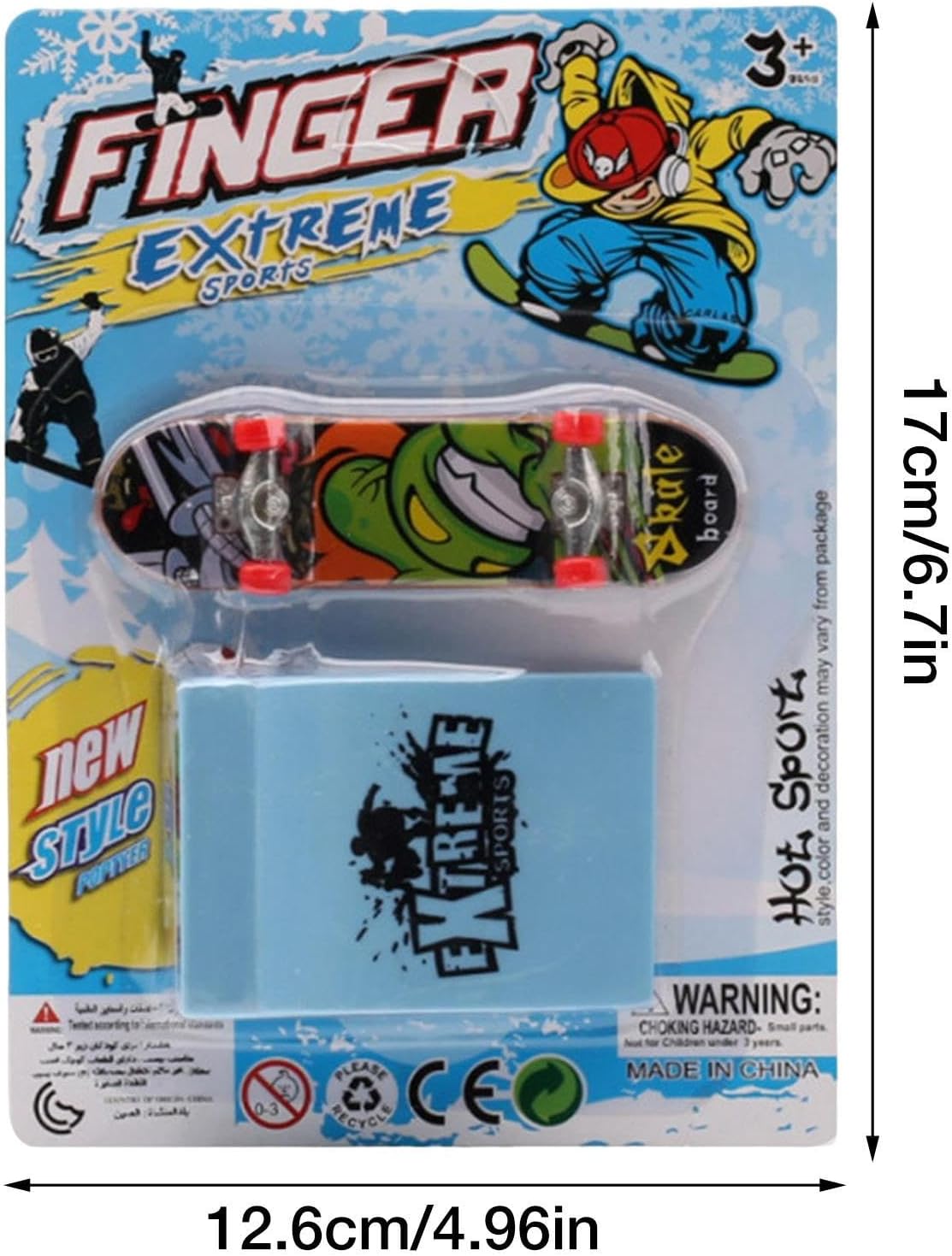 Finger Skateboard for Kids - Professional Fingerboard with Extra Deck, Cool Random Patterns for Skateboards Training & Stunt Practice, Portable Mini Skateboard Toy for Party Favors &