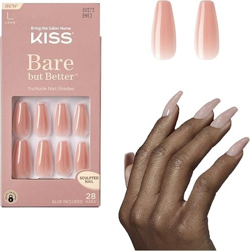 Kiss Fake Nude Color Artificial Stick on Nails, 31 Nails in a pack - Nude Glow