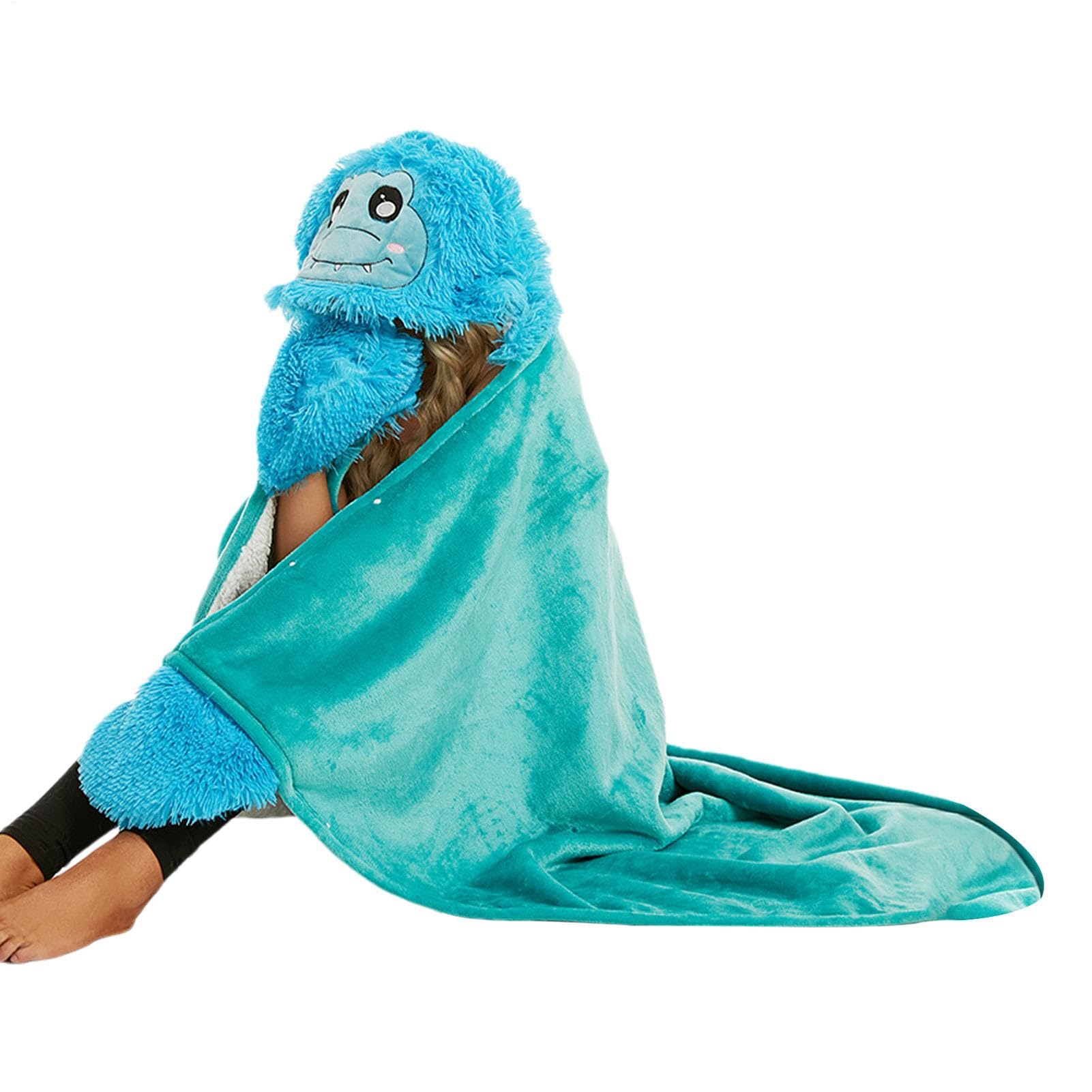 Jeté à capuche en fourrure synthétique isolante et flanelle