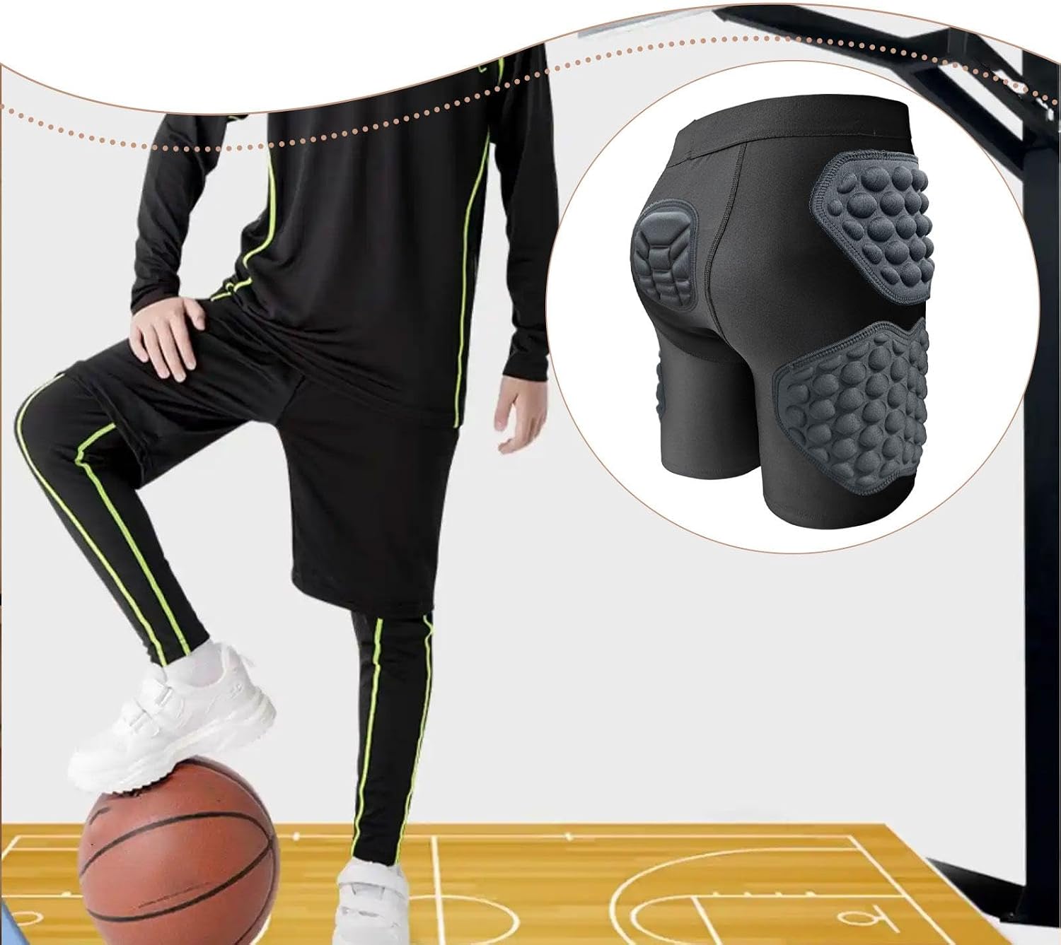 Kids Shockproof Sports Shorts, Thick EVA Hip And Thigh Protectors for Skateboarding
