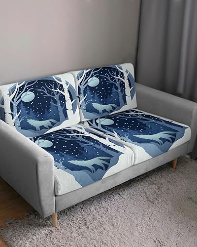 Miniatura 3 de Fundas de cojín de Navidad para sofá, funda elástica para sofá con parte inferior elástica, fundas protectoras para sofá de invierno con copos de