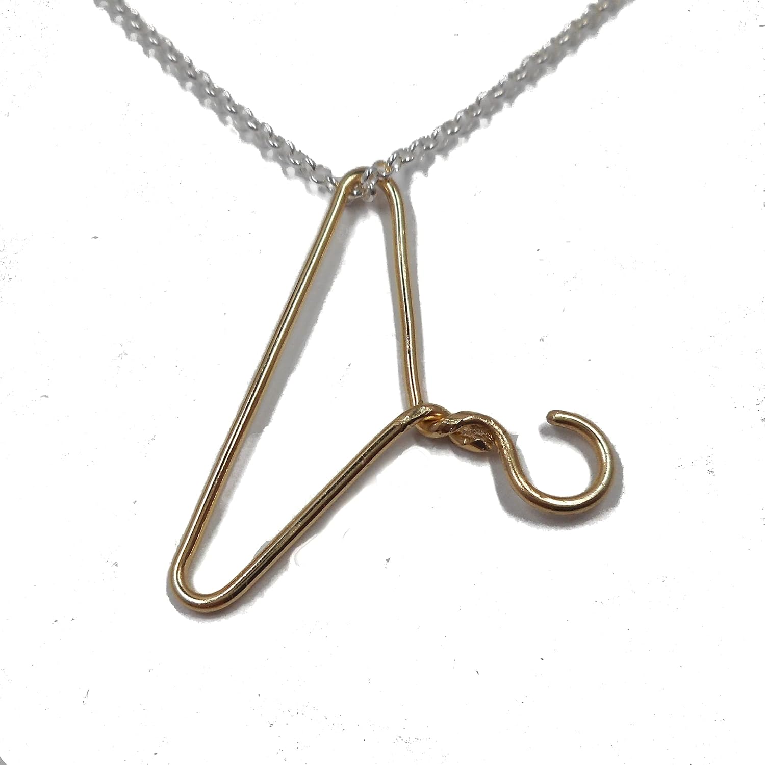 14k Yellow Gold Hanger Necklace Wire Hanger Pendant