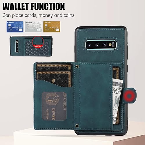 Miniatura 5 de Asuwish Funda de teléfono para Samsung Galaxy S10 Plus con protector de pantalla de vidrio templado y correa cruzada, soporte para tarjetas, soporte